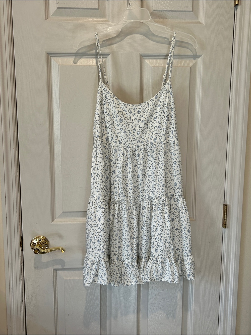 Brandy Melville White Mini Sundress with Blue Floral Print